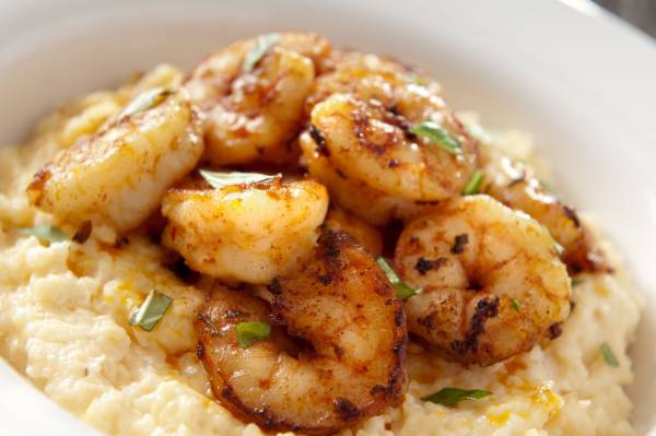 Shrimp 'n' grits is a menu item at the Hanser House