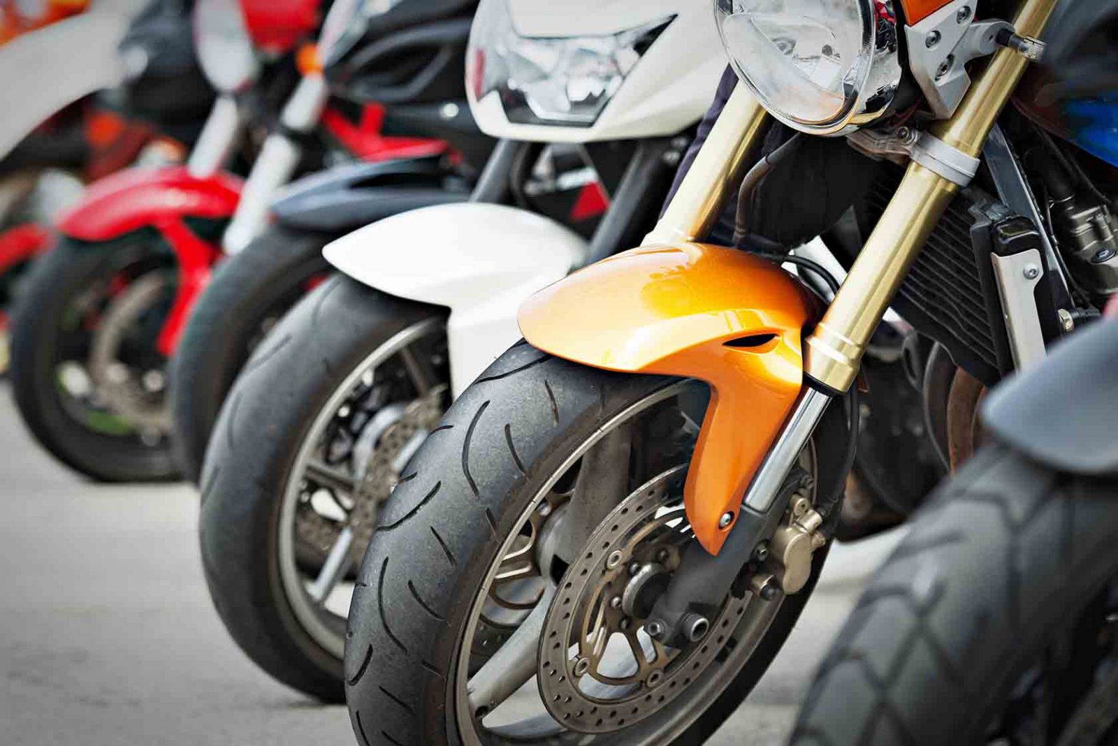 Bikes lined up at the Myrtle Beach bike week