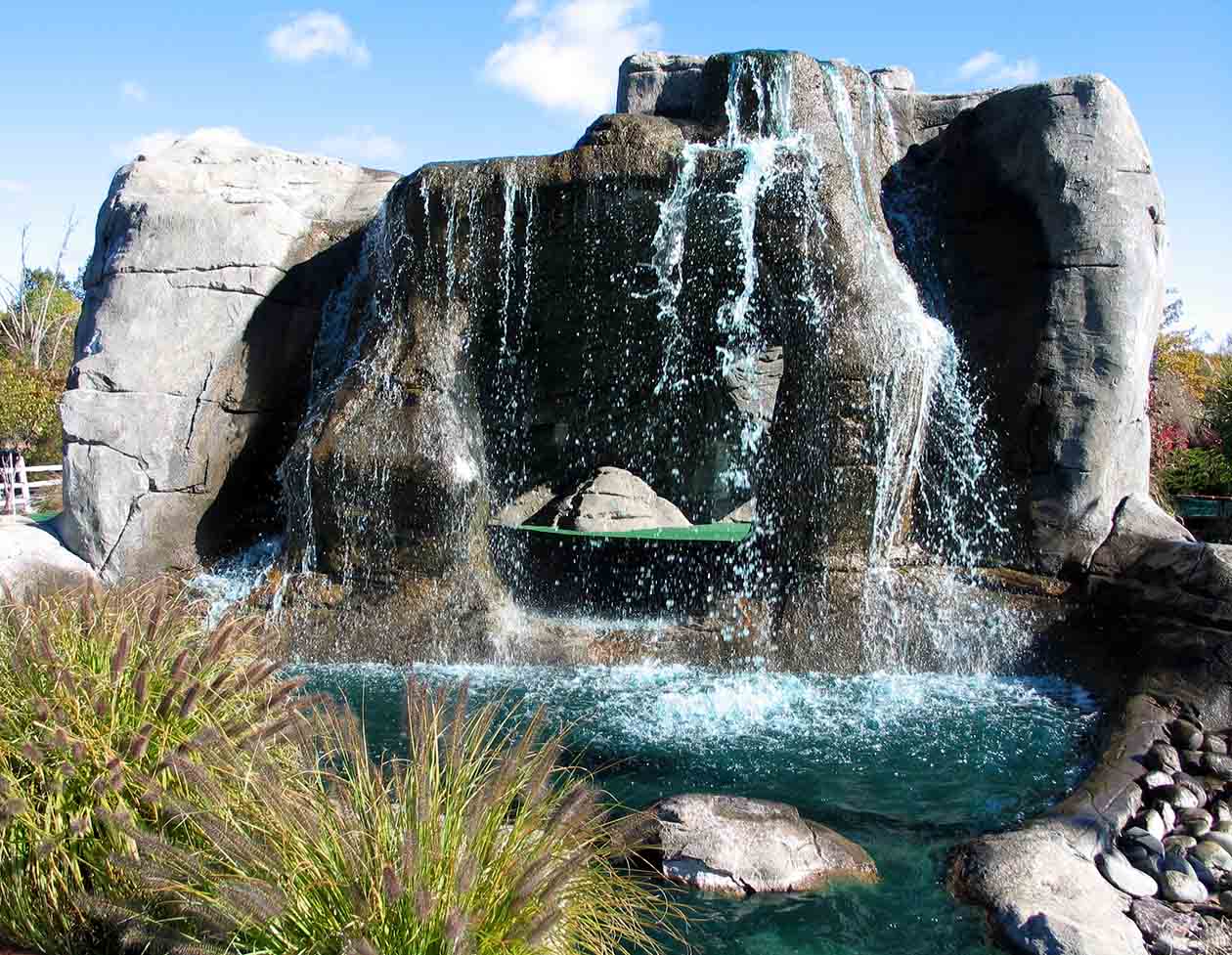 waterfall at putt putt course