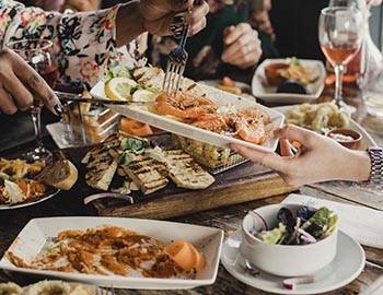 Delicious seafood spread at a restaurant