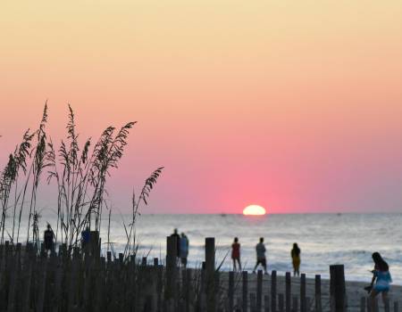 sunset and sand at myrtle beach